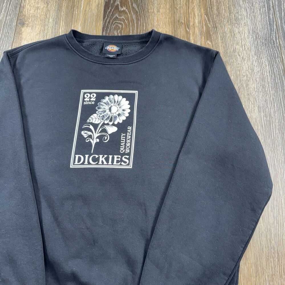 Dickies Sweatshirt Mens M Black Workwear Sunflower Stamp Workwear Crewneck Y2K